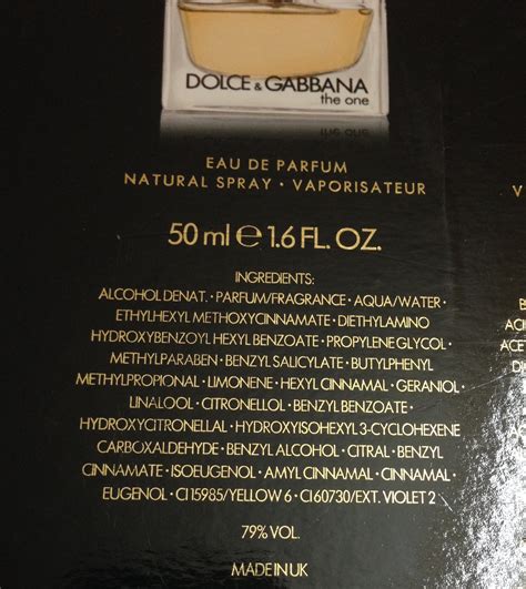 dolce gabbana the one ingredients
